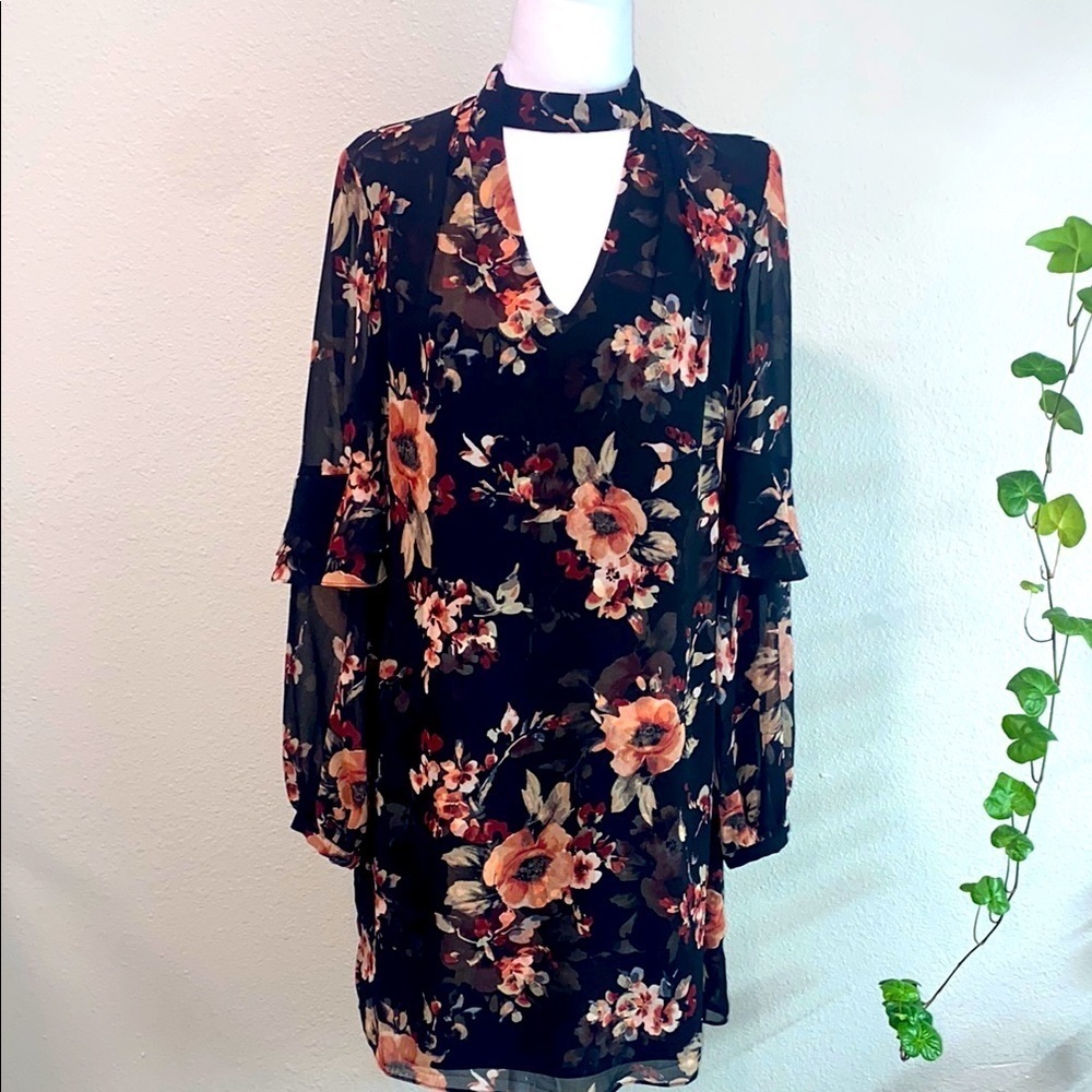 White House Black Market Orange Sheath Dress with Bell Sleeves, Women's Sz Small